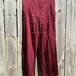 Burgundy Wide-Leg Pants